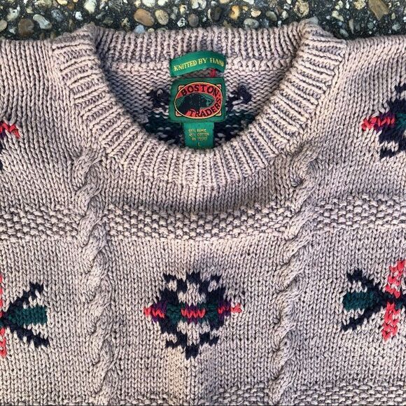 Vintage 1980’s hand knit Indian southwestern style cotton retro sweater L - Picture 5 of 5